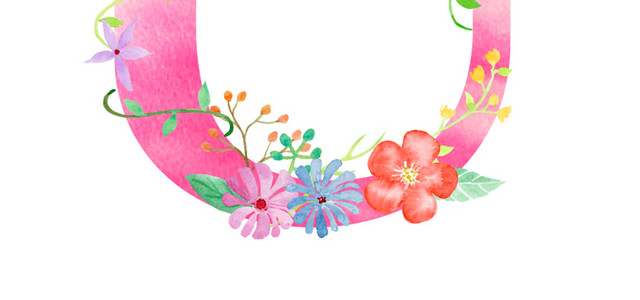 彩色花字母U素材