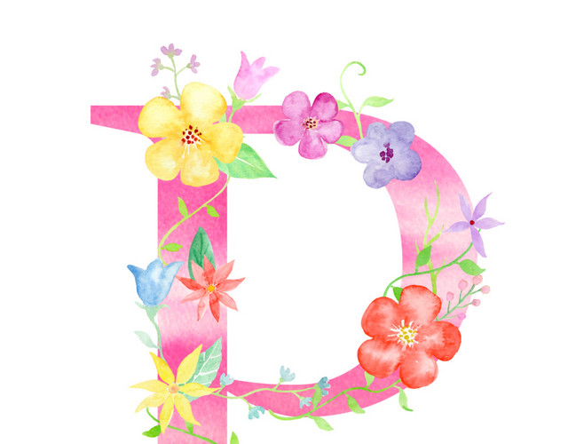 彩色花字母P素材
