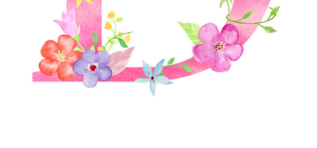 彩色花字母D素材