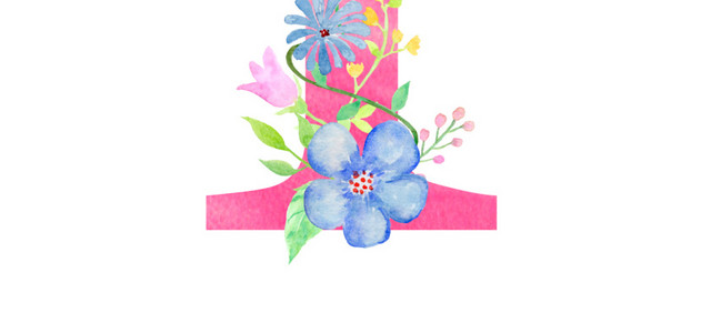 彩色花字母T素材