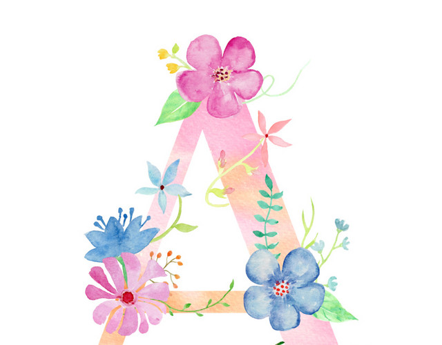 彩色花字母A素材