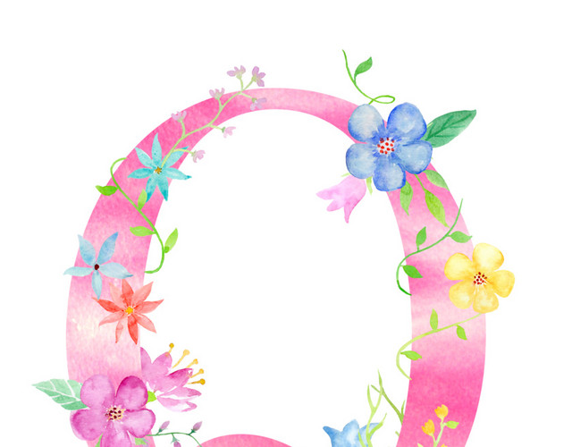 彩色花字母Q素材