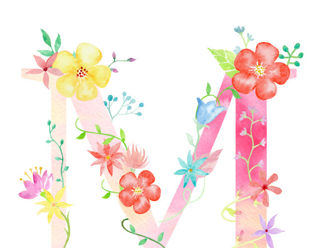 彩色花字母M素材