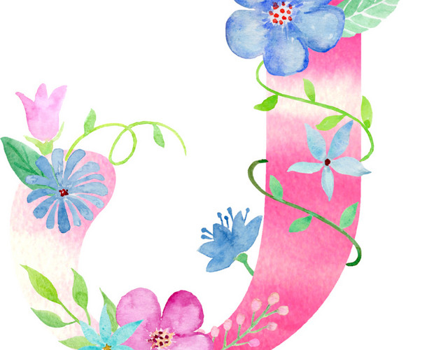 彩色花字母J素材