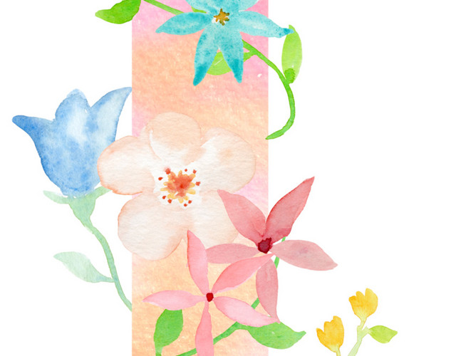 彩色花字母I素材