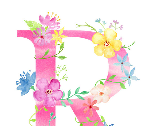 彩色花字母R素材
