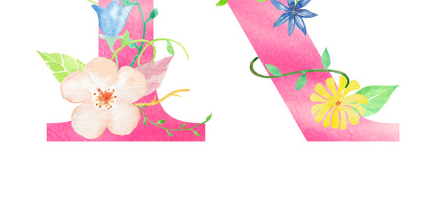 彩色花字母R素材