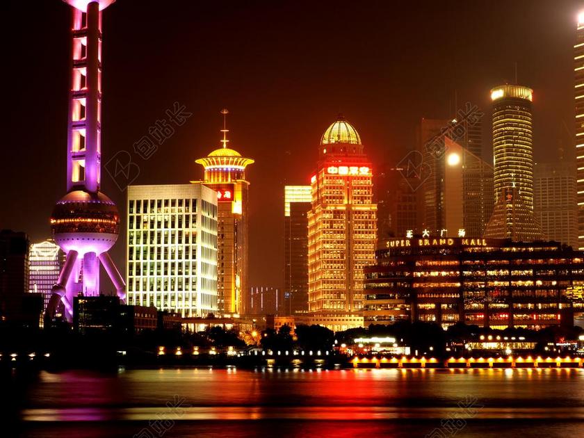 自然夜景上海的夜晚灯光背景图片