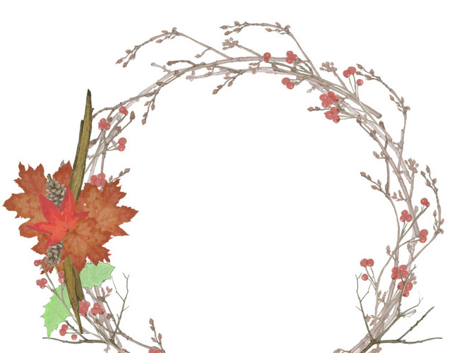 彩铅手绘花环素材