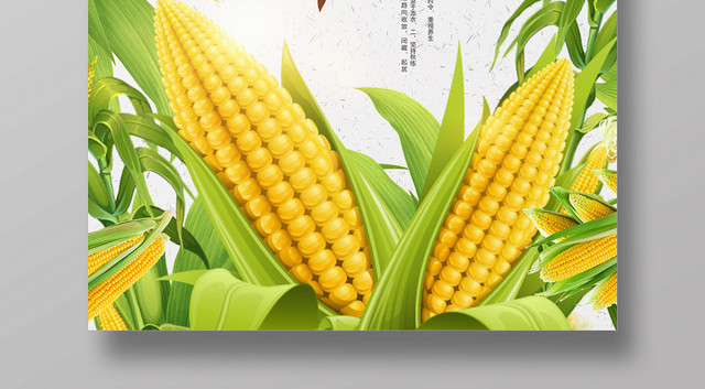 简约卡通农产品玉米玉米汁促销海报