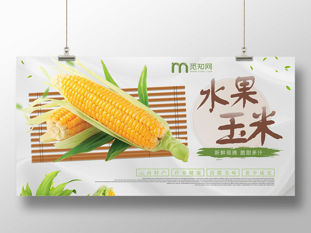 小清新农产品玉米玉米汁促销展板