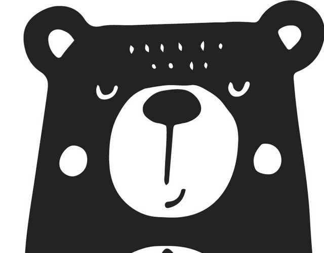 黑白儿童手绘小熊
