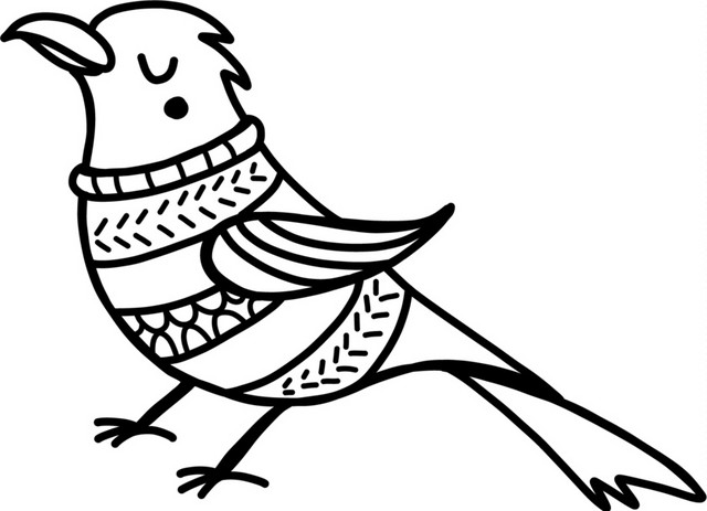 黑白手绘小鸟