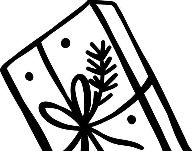 黑白手绘礼物盒