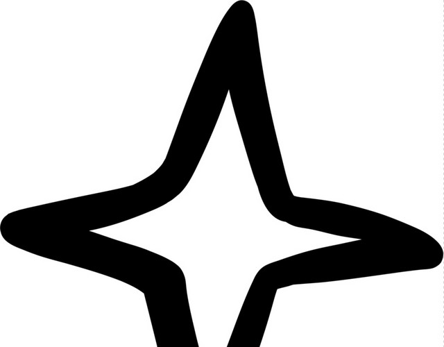手绘黑白四角星