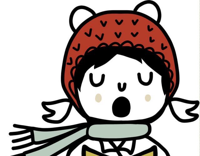 手绘可爱唱歌女孩插画
