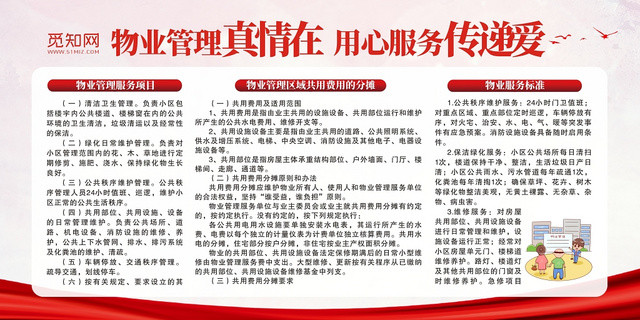 物业服务红色简约管理制度宣传栏展板