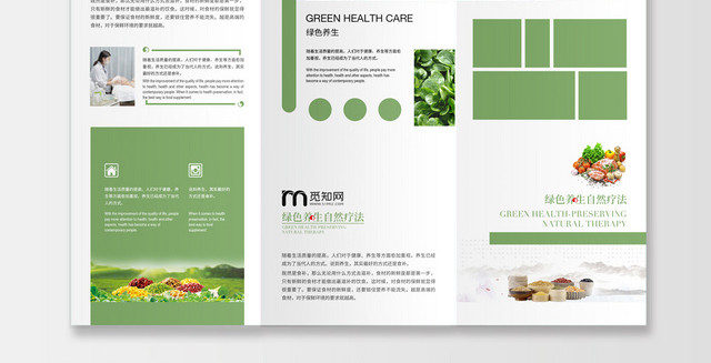 清新自然 绿色食疗养生疗法三折页