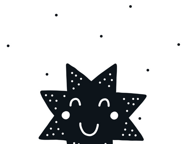 可爱黑白手绘星星