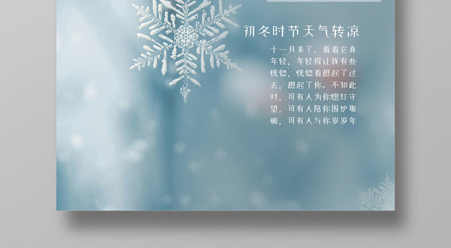 简约冰十一月11月你好2019季节海报