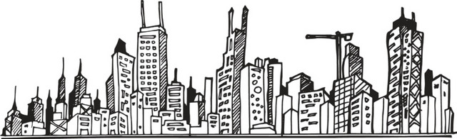 手绘城市剪影