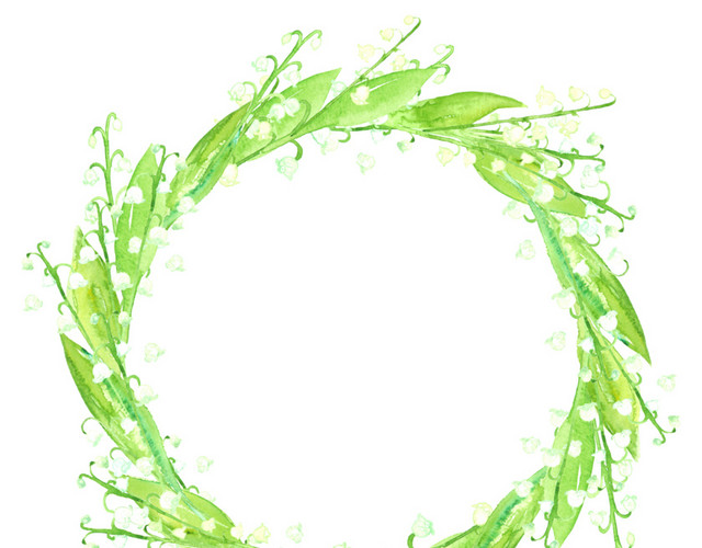 绿色手绘稻草花环矢量图片