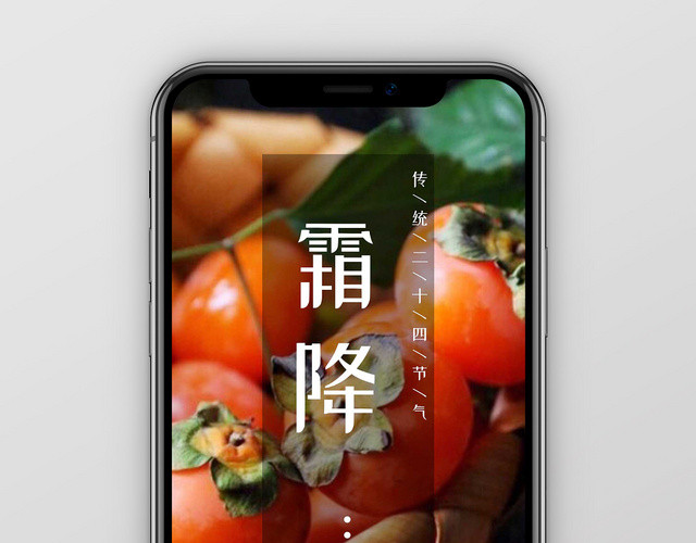 简约风霜降传统二十四节气柿子手机海报