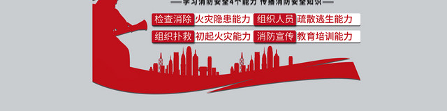 红色几何简约卡通消防安全文化墙