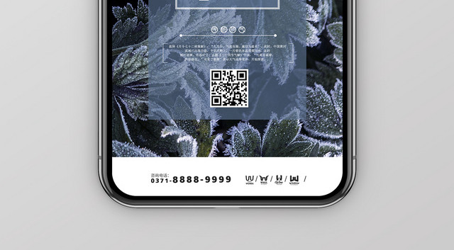 简约大气蓝色系二十四节气霜降中国传统节气手机海报