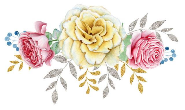 彩色小清新卡通植物花朵水彩插画