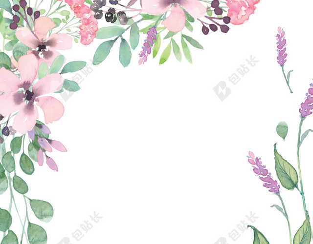 彩色卡通植物水彩插画背景素材