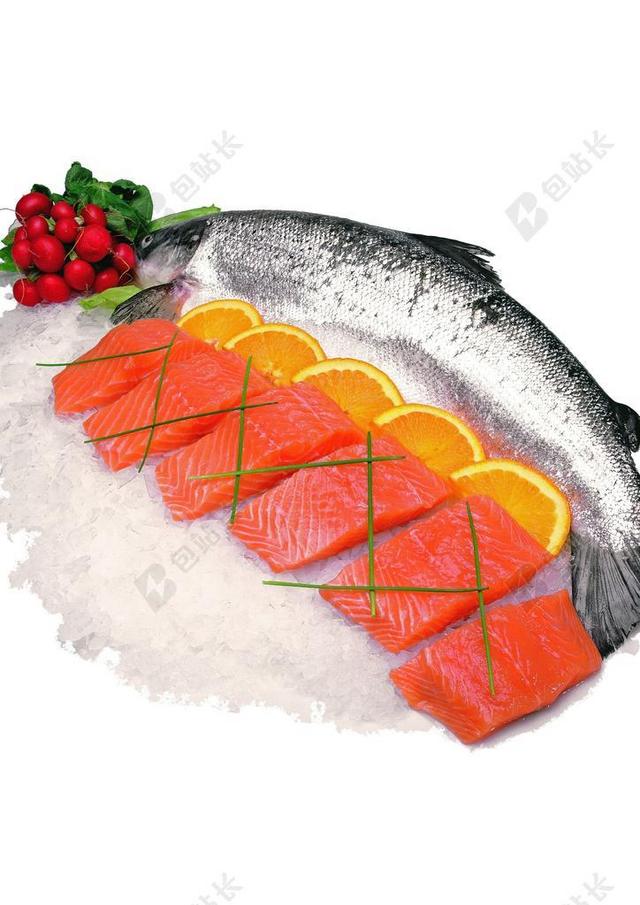 海 鱼 在冰 三文鱼 原料 食品 肉