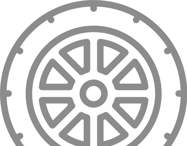 灰色线条卡通汽车轮胎图标