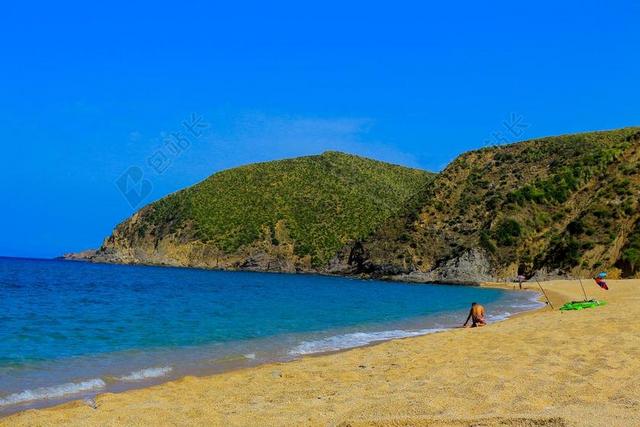 斯克 ALGéR 夏天 海滩 假期 蓝色 海 海洋 山