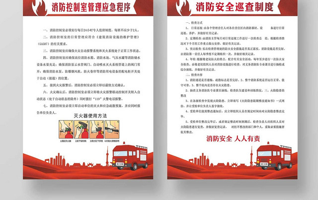 红白经典消防制度牌