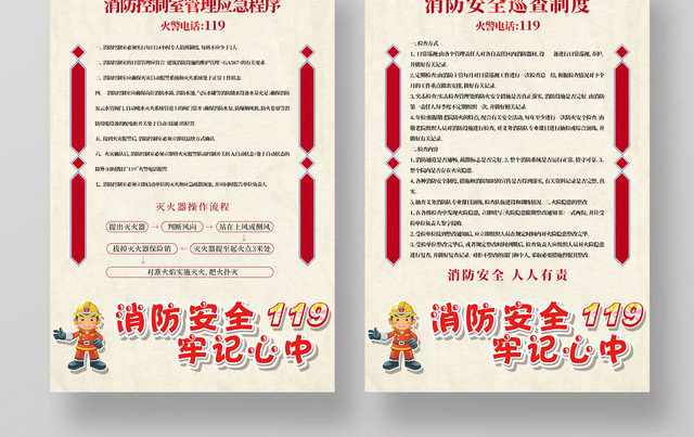 消防安全知识制度海报挂画