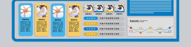 企业文化蓝色创意简约大气文化墙