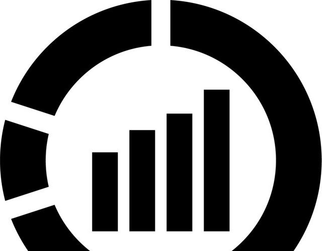 黑白简约商务柱状图图标
