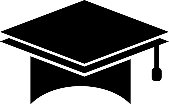 黑白简约商务学士帽子图标