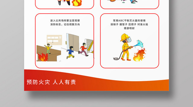 消防海报消防知识漫画简笔画安全知识安全消防知识海报