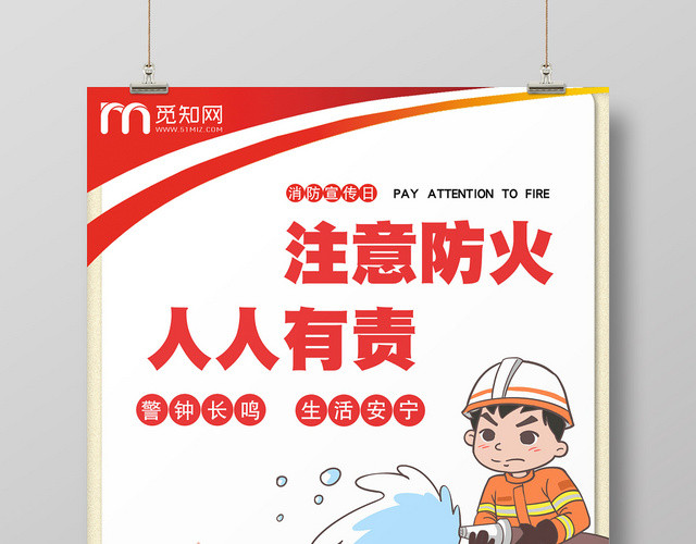 注意防火消防安全宣传海报