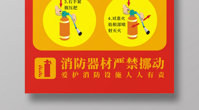 消防灭火器消防安全使用安全简约创意大气海报