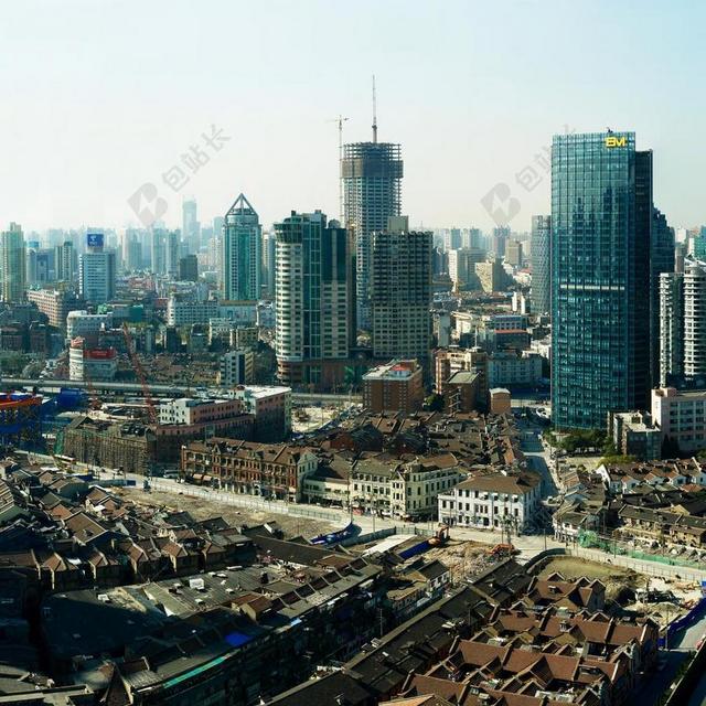 建筑时尚中国上海全景背景图片