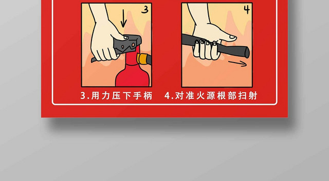 红色简约大气灭火器使用方法消防安全知识海报