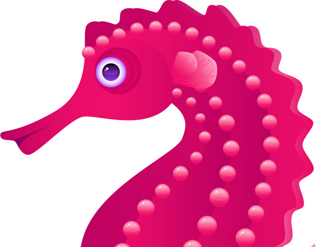 可爱卡通红色海马素材