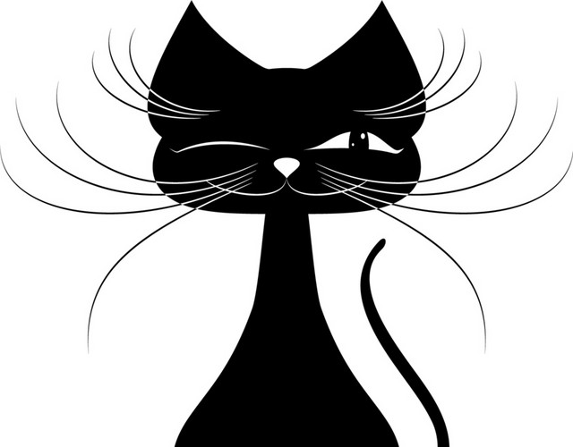 可爱卡通黑色猫咪素材