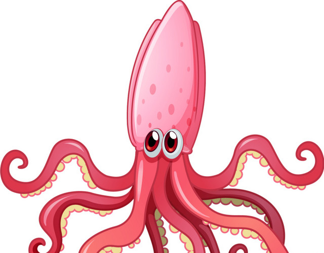 可爱卡通海洋生物乌贼素材