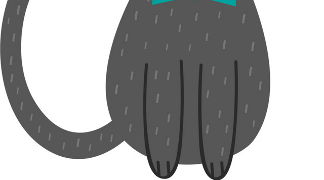 清新卡通灰色猫咪设计素材