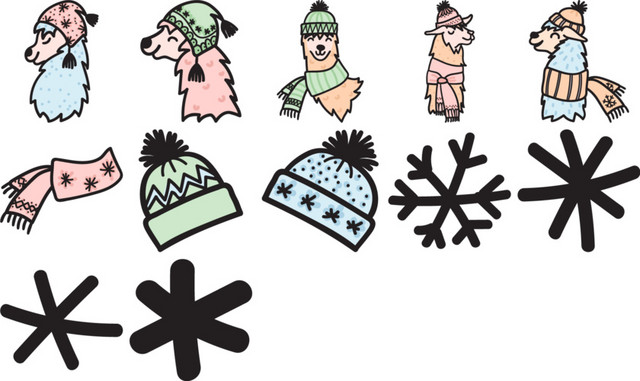 羊驼帽子围巾雪花卡通素材