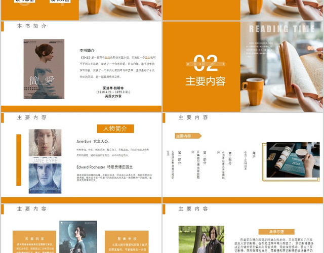 杂志简约风读书报告阅读分享简爱主题分享会PPT